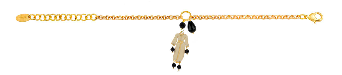 Bracciale Kimono Smalto Bianco Mini Nero - Lebole Maison